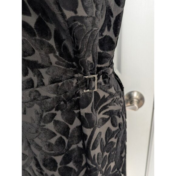 GASTON JAUNET VTG Black Velvet Burnout Long Blazer Cardigan Sz M Witchy Goth - Picture 6 of 11